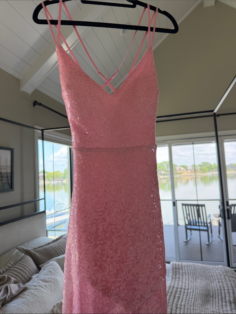 B Darlin Pink Sequin Mini Dress